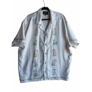 Malibu by Drill Clothing Co. Shirt Button Up Mushroom Themed Men’s Size 2X